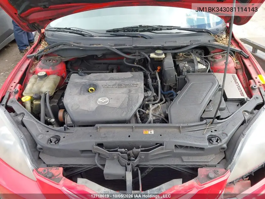 2008 MAZDA 3 VIN JM1BK343081114143 — фото 10