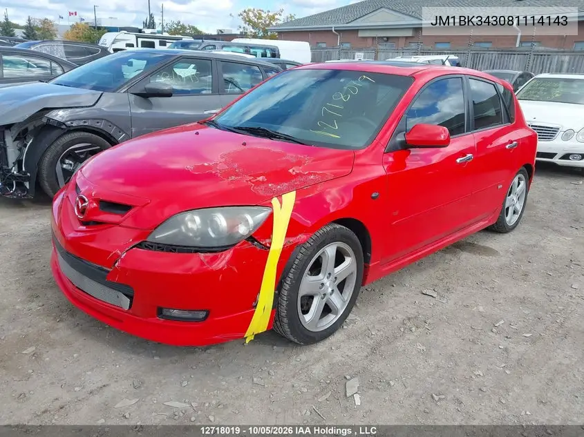 2008 MAZDA 3 VIN JM1BK343081114143 — фото 2