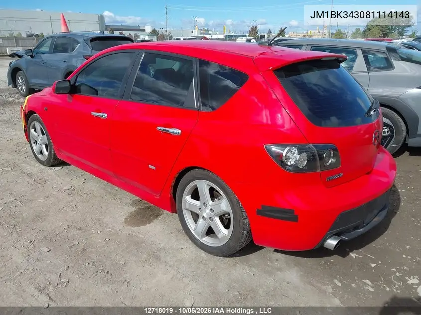 2008 MAZDA 3 VIN JM1BK343081114143 — фото 3