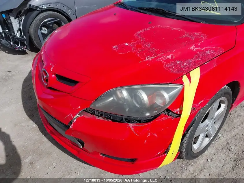 2008 MAZDA 3 VIN JM1BK343081114143 — фото 6