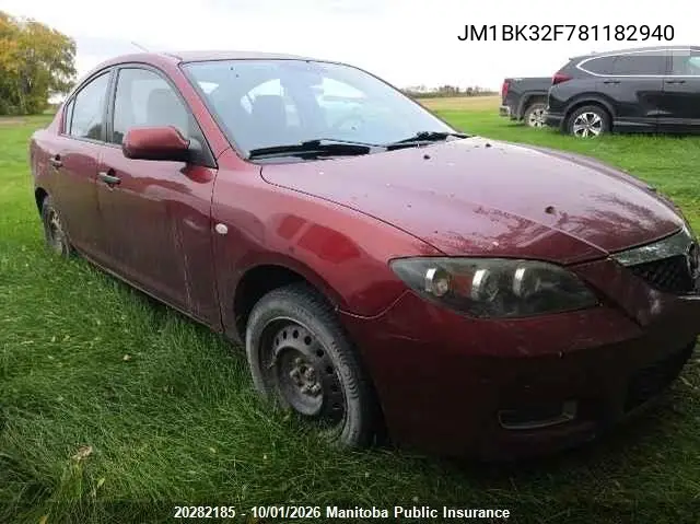 MAZDA 3 2008, VIN JM1BK32F781182940