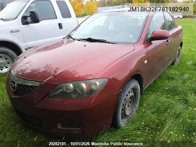 2008 MAZDA 3 VIN JM1BK32F781182940 — фото 2