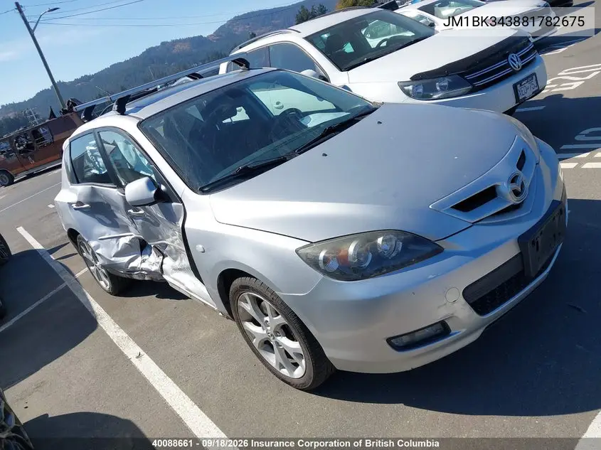 MAZDA 3 2008, VIN JM1BK343881782675