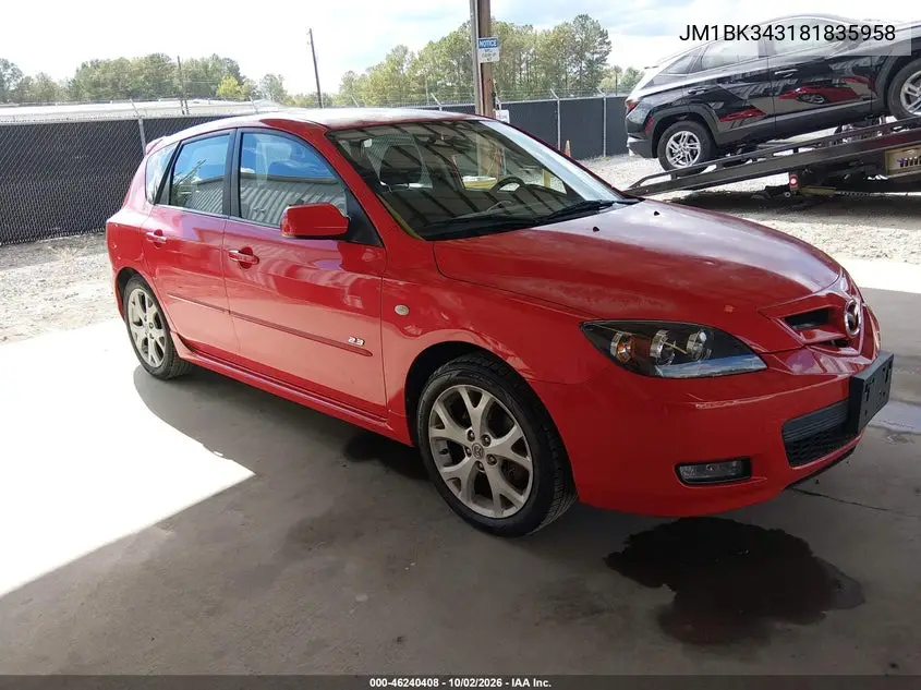 MAZDA 3 2008, VIN JM1BK343181835958
