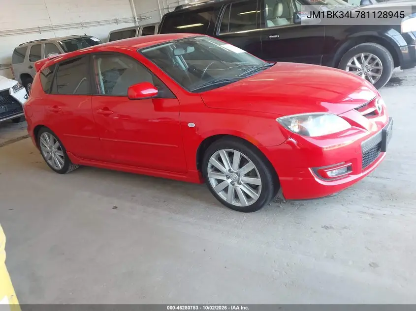 MAZDA 3 2008, VIN JM1BK34L781128945