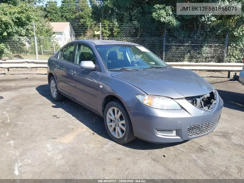 MAZDA 3 2008, VIN JM1BK12F581856071