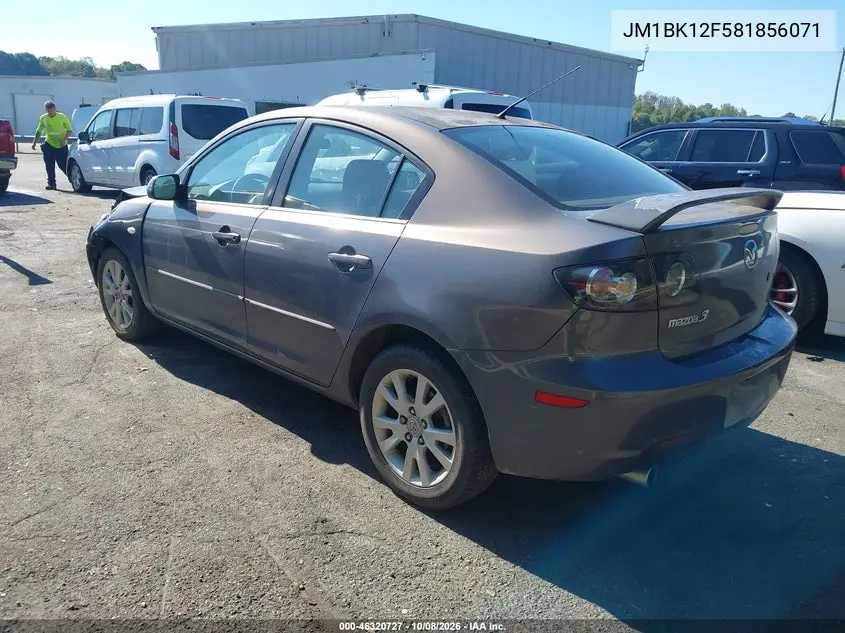 2008 MAZDA 3 VIN JM1BK12F581856071 — фото 3