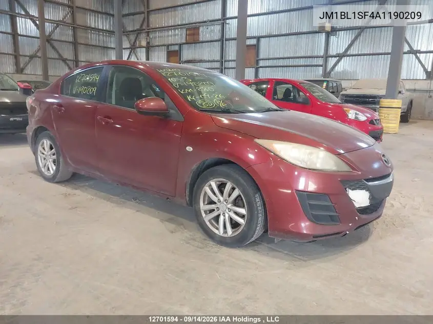 MAZDA 3 2010, VIN JM1BL1SF4A1190209