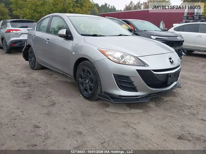 MAZDA 3 2010, VIN JM1BL1SF2A1118005