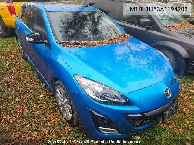 MAZDA 3 2010, VIN JM1BL1H53A1194203