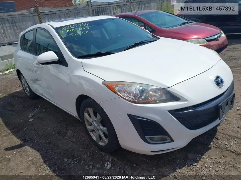 MAZDA 3 2011, VIN JM1BL1L5XB1457392
