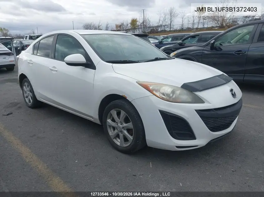 MAZDA 3 2011, VIN JM1BL1UF3B1372403
