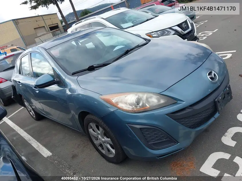 MAZDA 3 2011, VIN JM1BL1KF4B1471170