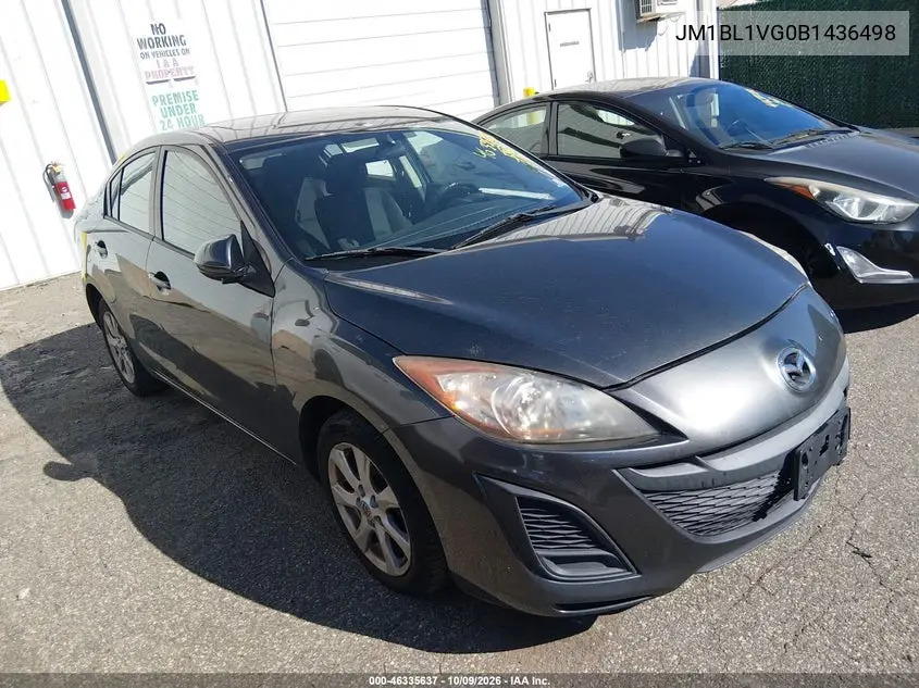MAZDA 3 2011, VIN JM1BL1VG0B1436498