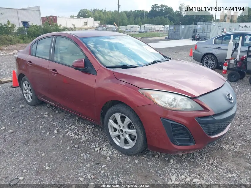 MAZDA 3 2011, VIN JM1BL1VF6B1474194