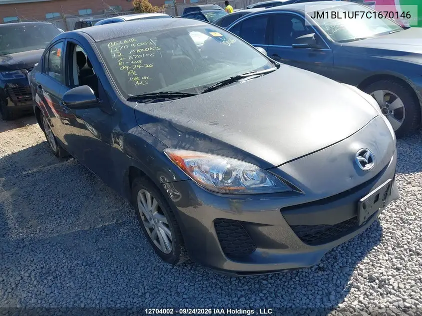 MAZDA 3 2012, VIN JM1BL1UF7C1670146