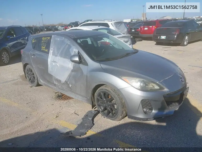MAZDA 3 2012, VIN JM1BL1M53C1562758