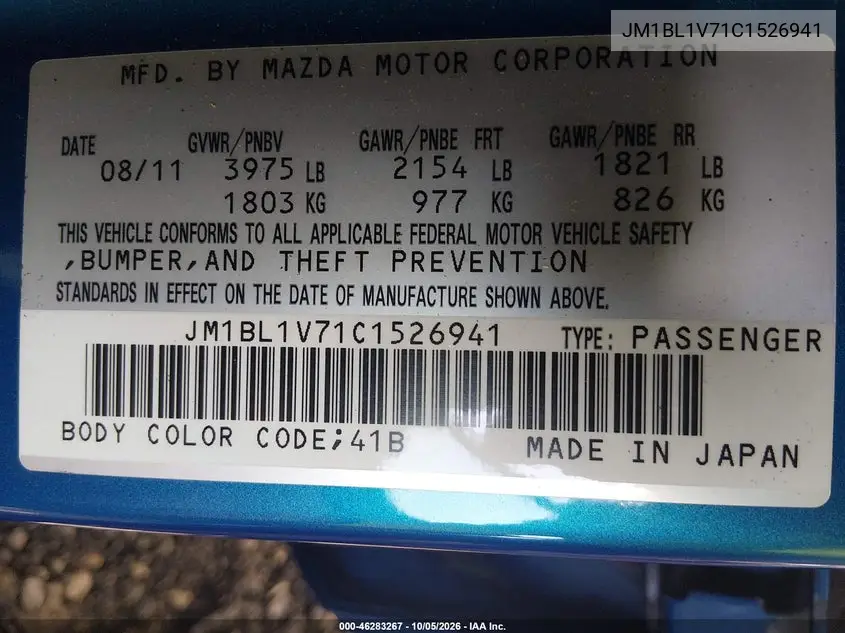 2012 MAZDA 3 VIN JM1BL1V71C1526941 — фото 9