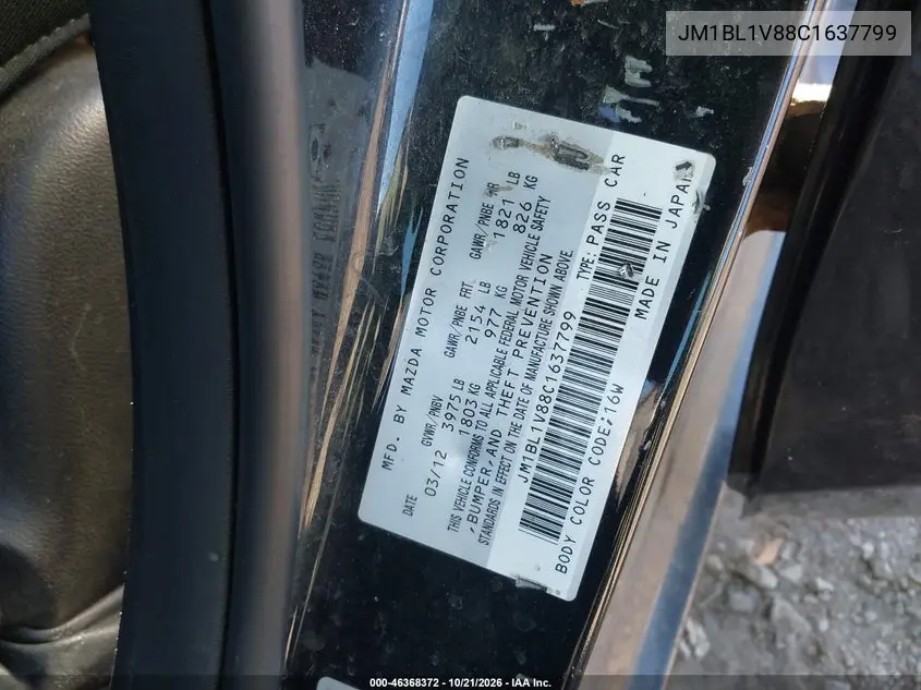 2012 MAZDA 3 VIN JM1BL1V88C1637799 — фото 9