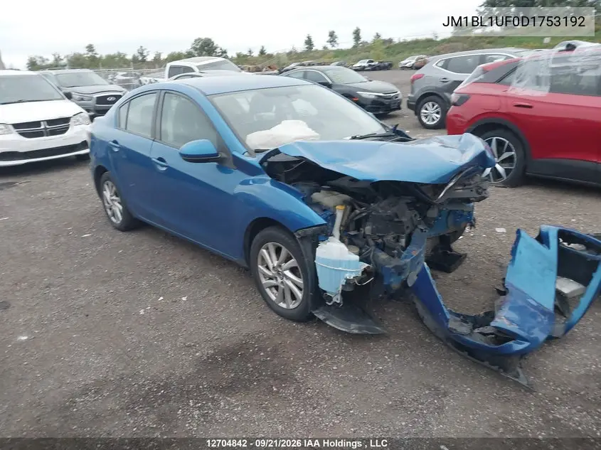 MAZDA 3 2013, VIN JM1BL1UF0D1753192