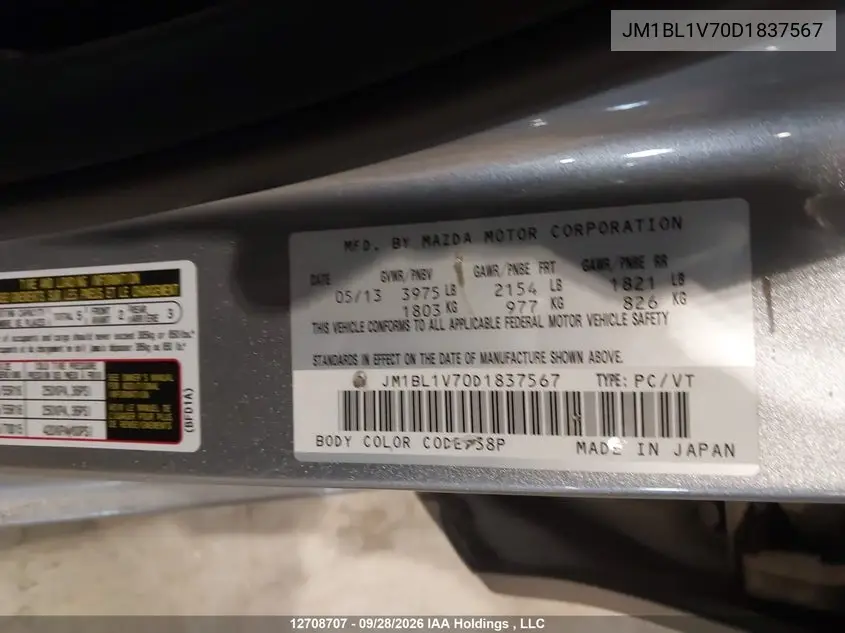 2013 MAZDA 3 VIN JM1BL1V70D1837567 — фото 19