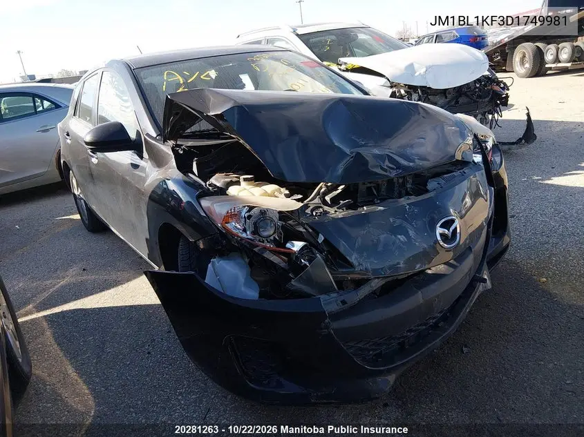 MAZDA 3 2013, VIN JM1BL1KF3D1749981