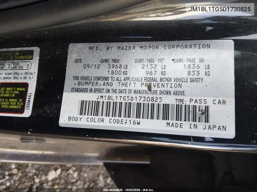 2013 MAZDA 3 VIN JM1BL1TG5D1730825 — фото 9