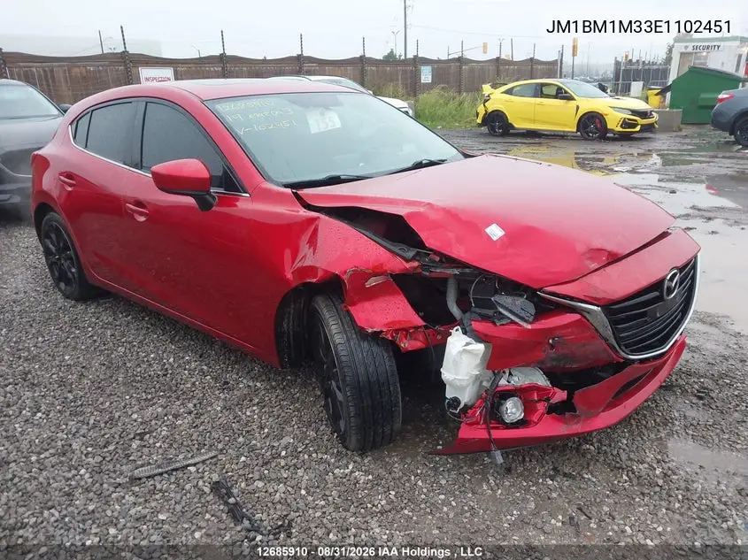 MAZDA 3 2014, VIN JM1BM1M33E1102451