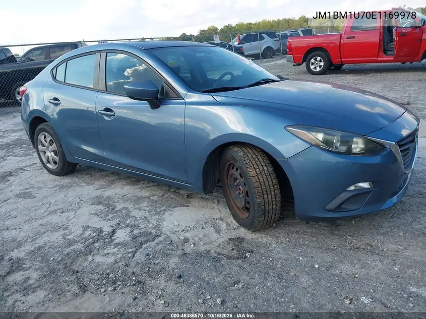 MAZDA 3 2014, VIN JM1BM1U70E1169978