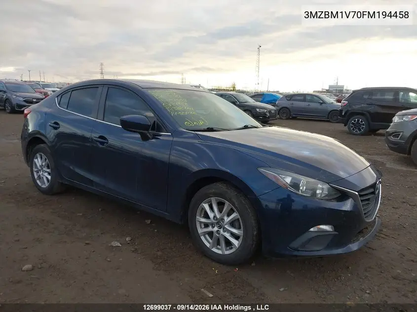 MAZDA 3 2015, VIN 3MZBM1V70FM194458