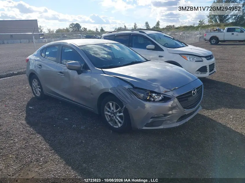 MAZDA 3 2016, VIN 3MZBM1V72GM294952