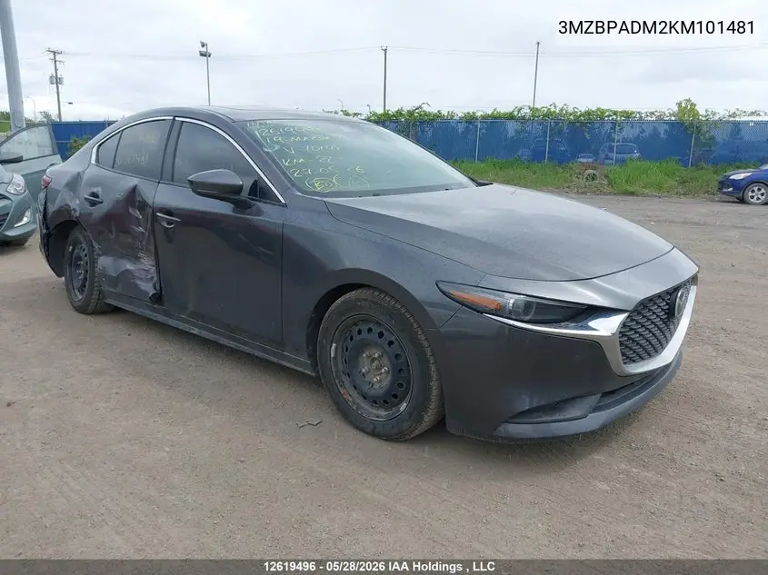 MAZDA 3 2019, VIN 3MZBPADM2KM101481