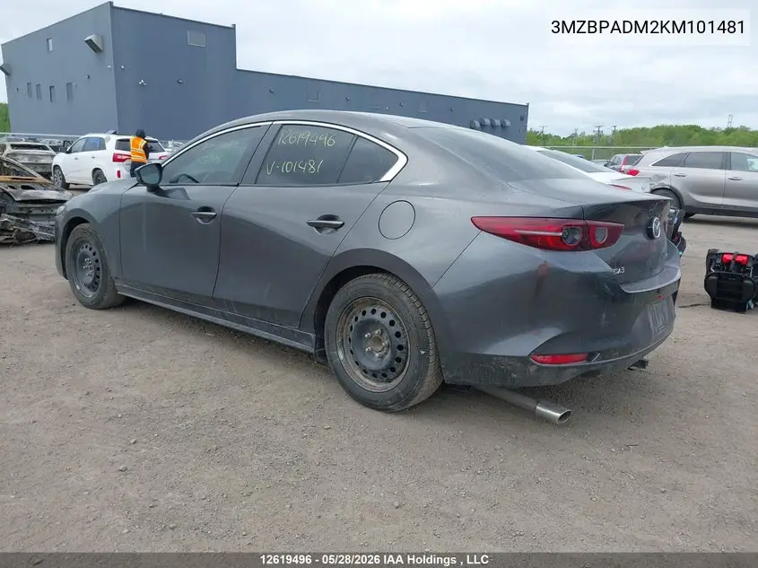 2019 MAZDA 3 VIN 3MZBPADM2KM101481 — фото 3