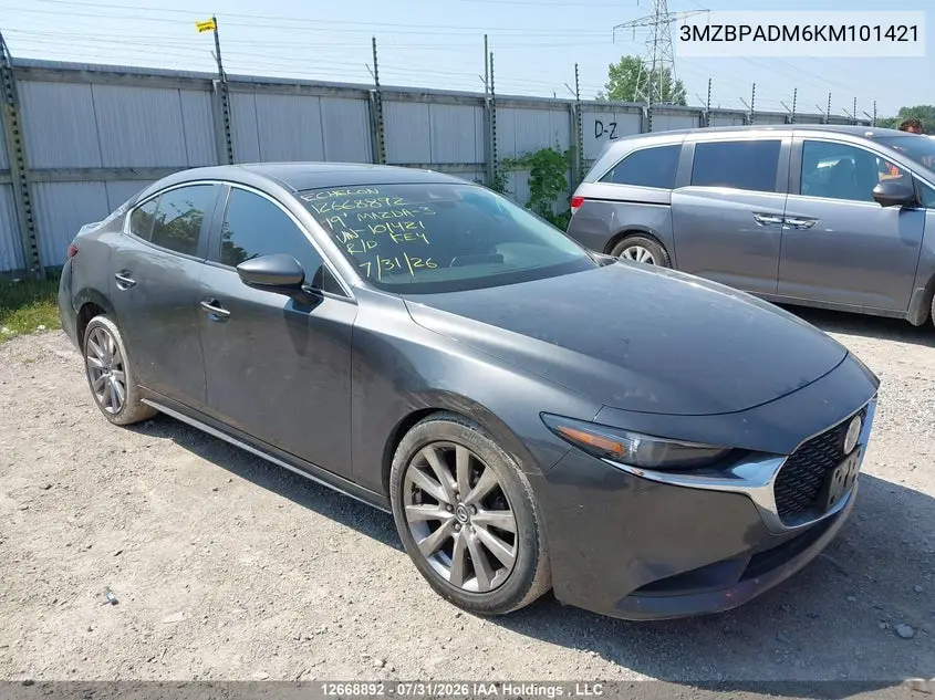 MAZDA 3 2019, VIN 3MZBPADM6KM101421