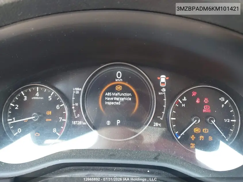 2019 MAZDA 3 VIN 3MZBPADM6KM101421 — фото 7