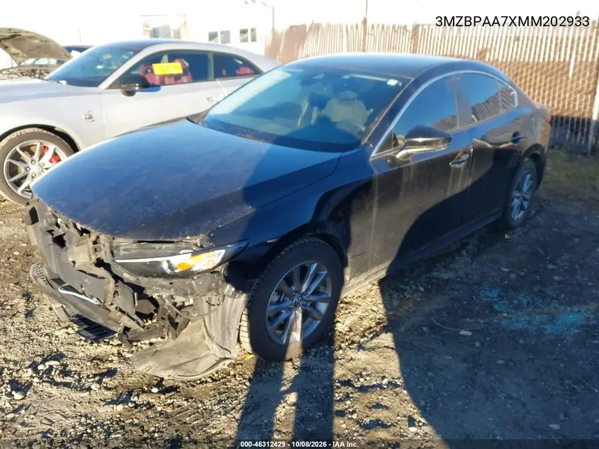2021 MAZDA 3 VIN 3MZBPAA7XMM202933 — фото 2