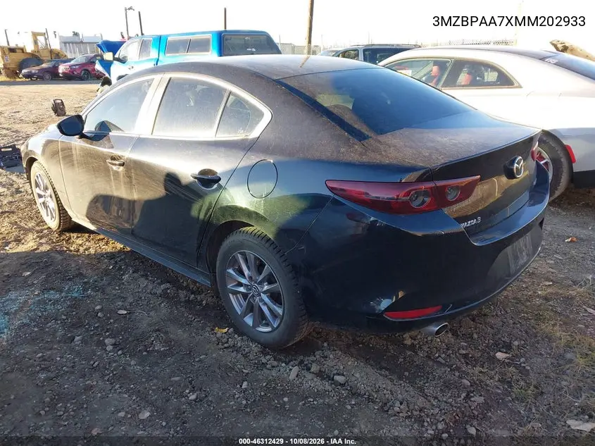 2021 MAZDA 3 VIN 3MZBPAA7XMM202933 — фото 3
