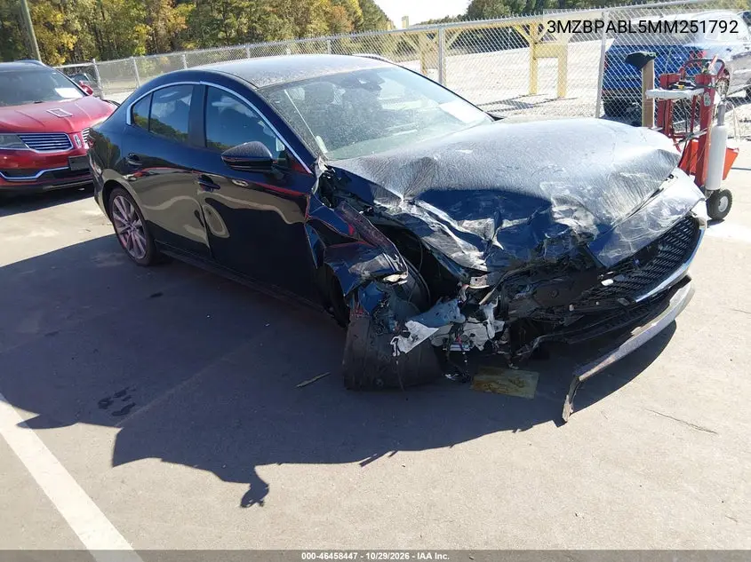 MAZDA 3 2021, VIN 3MZBPABL5MM251792