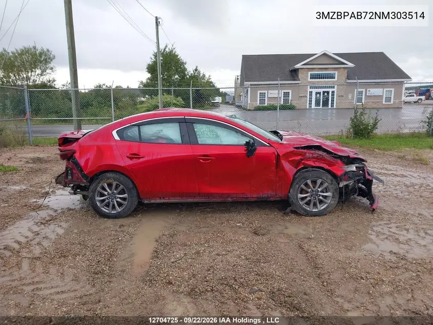2022 MAZDA 3 VIN 3MZBPAB72NM303514 — фото 12