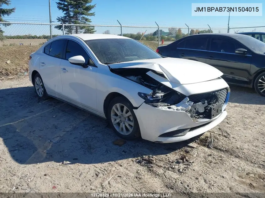 MAZDA 3 2022, VIN JM1BPAB73N1504015