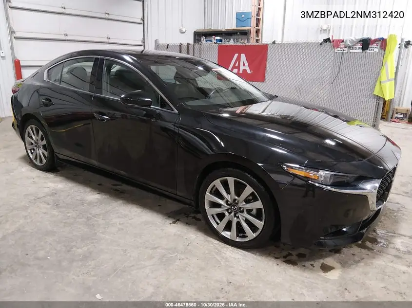 MAZDA 3 2022, VIN 3MZBPADL2NM312420