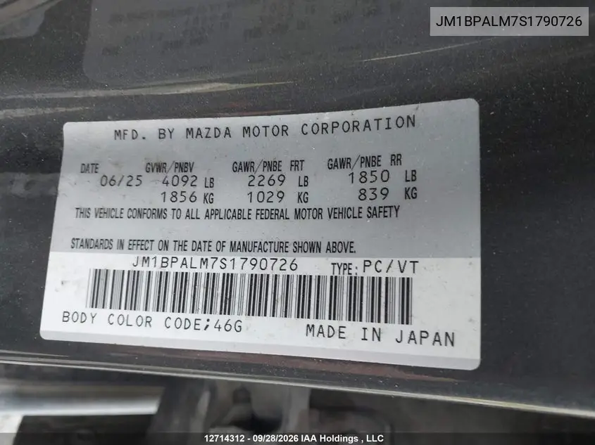 2025 MAZDA 3 VIN JM1BPALM7S1790726 — фото 19