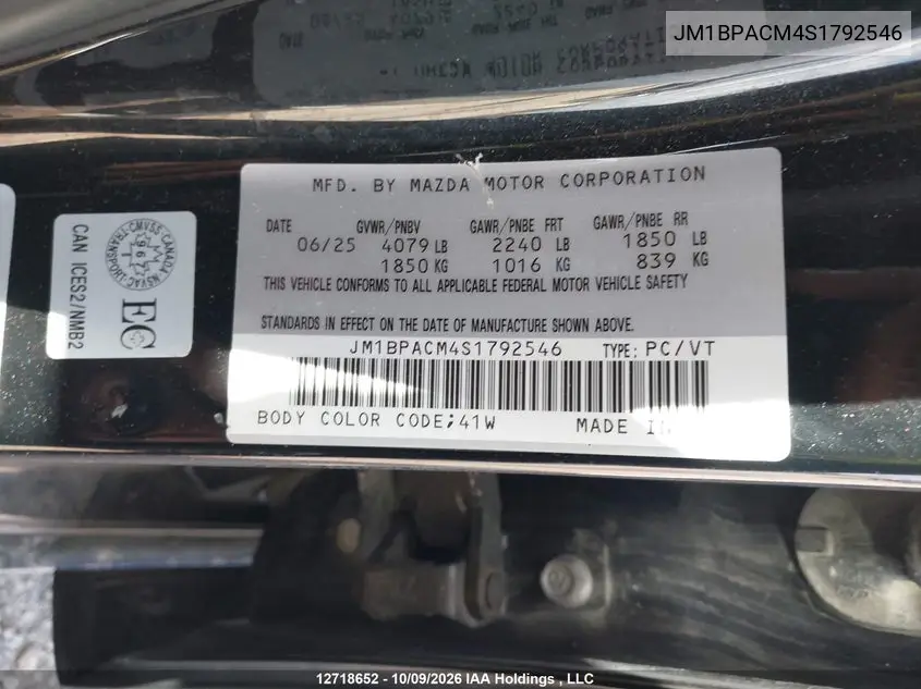 2025 MAZDA 3 VIN JM1BPACM4S1792546 — фото 18