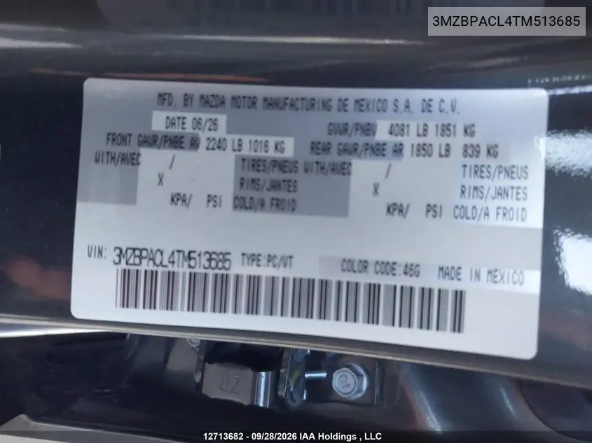 2026 MAZDA 3 VIN 3MZBPACL4TM513685 — фото 18