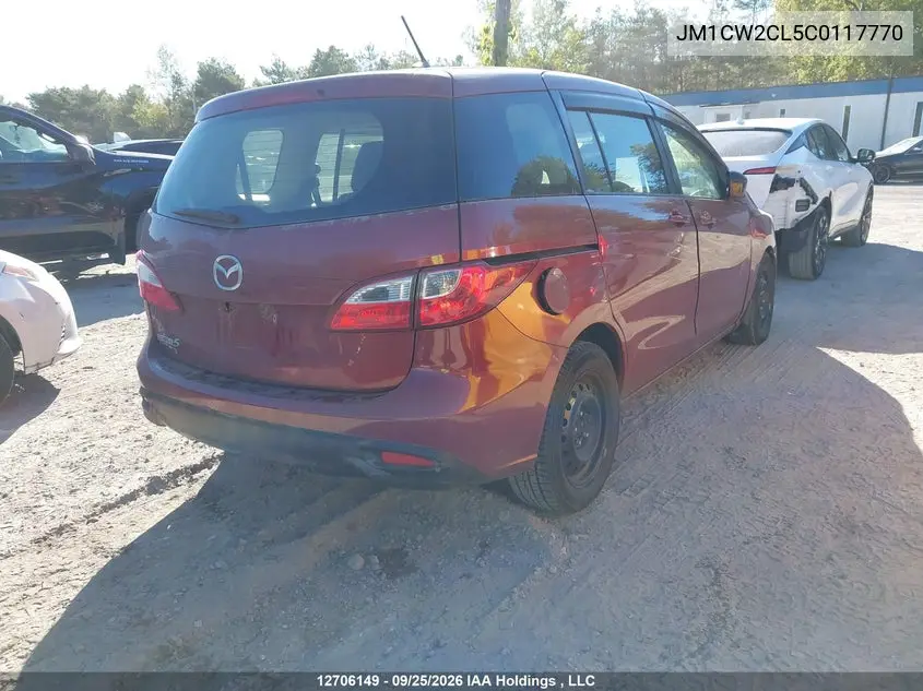 2012 MAZDA 5 VIN JM1CW2CL5C0117770 — фото 4