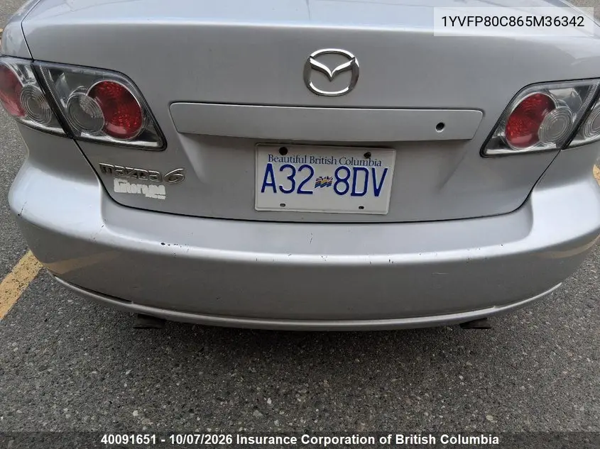 2006 MAZDA 6 MPS VIN 1YVFP80C865M36342 — фото 5