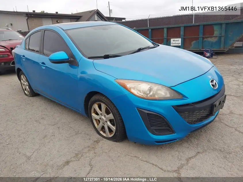 MAZDA 6 2011, VIN JM1BL1VFXB1365446
