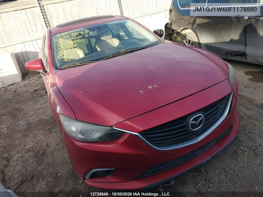 MAZDA 6 2015, VIN JM1GJ1W60F1178880