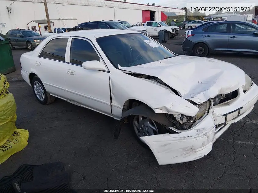 MAZDA 626 2000, VIN 1YVGF22CXY5151971