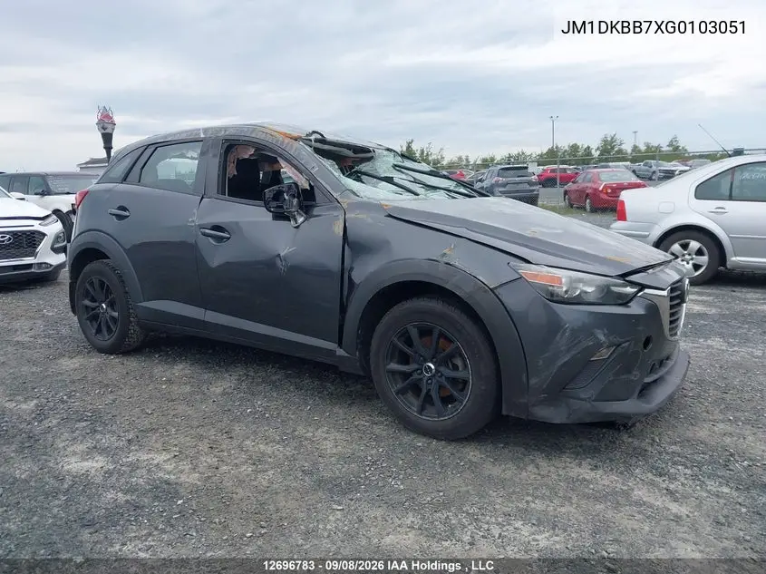 MAZDA CX-3 2016, VIN JM1DKBB7XG0103051